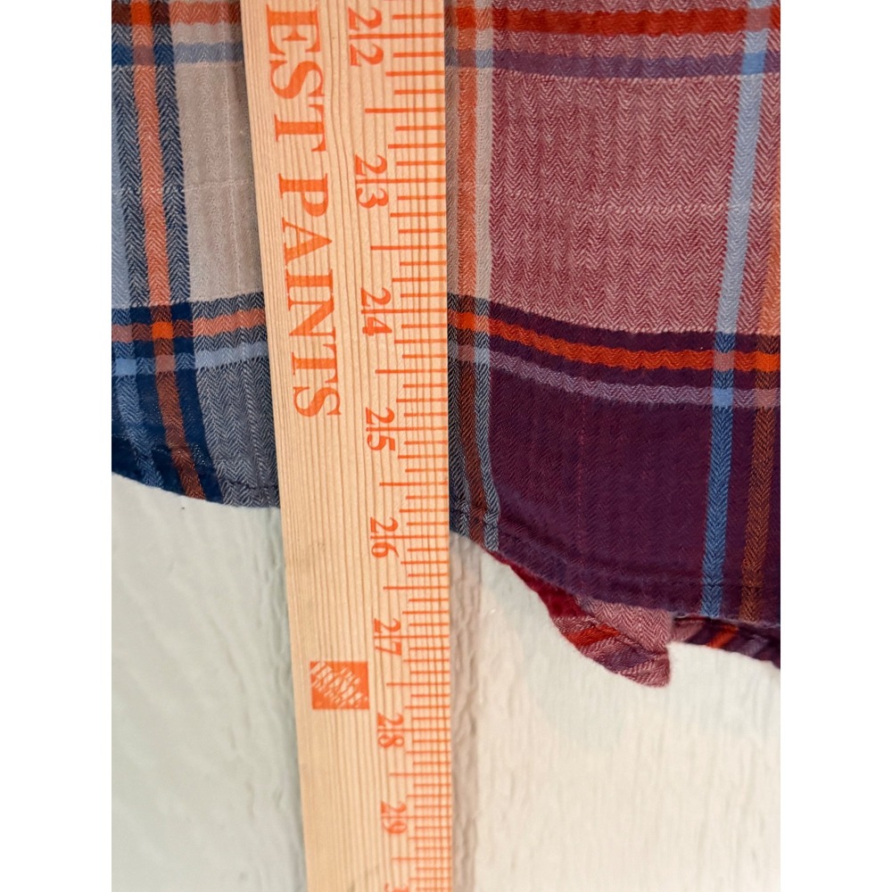 Eddie Bauer Womens Lightweight Plaid Flannel Button Down Shirt Red Herringbone M - Picture 4 of 6